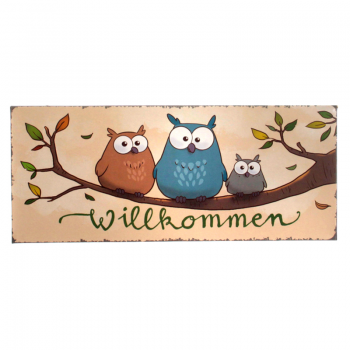 Metallschild "Willkommen"